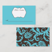 De Placement Aqua, Brown, blanc Damas Carte Place (Devant / Derrière)