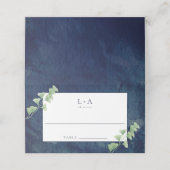 De Placement Aquarelle bleu foncé vert Mariage Carte Place (Extérieur déplié)