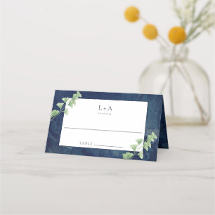 De Placement Aquarelle bleu foncé vert Mariage Carte Place