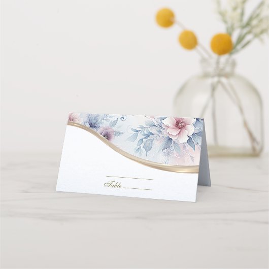 De Placement Aquarelle bleu rose Floral Carte Place (Devant)