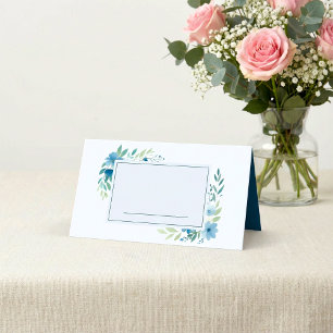 De Placement Aquarelle bleue Nom floral Carte Place