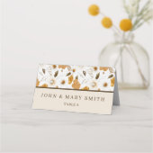 De Placement Aquarelle Floral Mariage plié Carte Place (Devant)