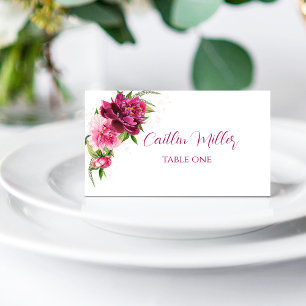 De Placement Aquarelle Pink Peonies Rustique Mariage Carte Plac