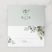 De Placement Aquarelle verte Mariage pliée Carte Place (Extérieur déplié)