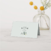 De Placement Aquarelle verte Mariage pliée Carte Place (Dos)