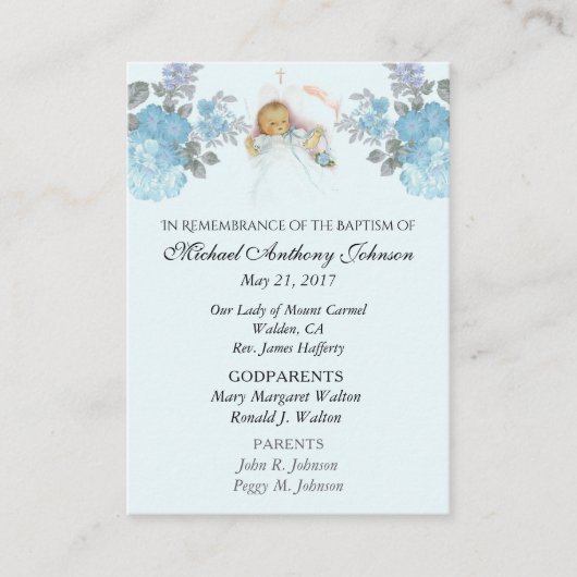 De Placement Baby Boy Baptismal Souvenir Carte Sainte (Devant)