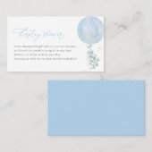 De Placement Baby shower Bleu Balloon Affichage Carte Douche (Devant / Derrière)