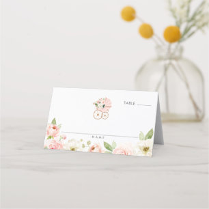 De Placement Baby shower Fille Rose Floral Plié Carte Place