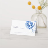 De Placement Baptême Bleu Fleurs Plié Carte Place (Devant)