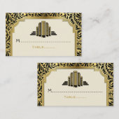 De Placement Bâtiments Art Déco noir, or mariage carte place (Devant / Derrière)