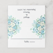 De Placement Bleu Blanc Floral Elégant Mariage Carte Place (Extérieur déplié)
