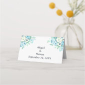 De Placement Bleu Blanc Floral Elégant Mariage Carte Place (Dos)