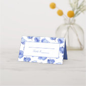 De Placement Blue Hydrangea Floral Mariage Plaqué Carte Place (Devant)