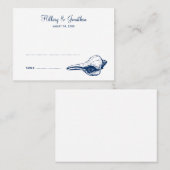 De Placement Blue seashell plage mariage escorte nom carte plac (Devant / Derrière)