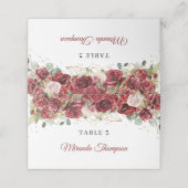 De Placement Boho burgundy & blush rose eucalyptus place carte (Extérieur déplié)