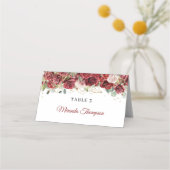 De Placement Boho burgundy & blush rose eucalyptus place carte (Dos)