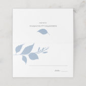 De Placement Boho Dusty Blue Foliing Mariage Carte Place (Extérieur déplié)