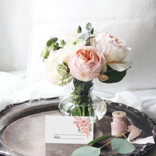 De Placement Boho Fleurs Roses Pampas Grass Mariage Carte Place