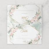 De Placement Boho roses rose rousse fleurs mariage carte place (Extérieur déplié)