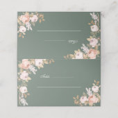 De Placement Boho Sage Green Peonies Mariage Carte Place (Extérieur déplié)