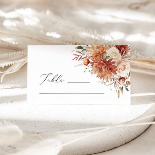 De Placement Boho Terracotta Dahlia Rose Mariage Carte Place