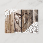 De Placement Bois et dentelle Rustique Mariage campagnard Carte (Dos)