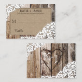 De Placement Bois et dentelle Rustique Mariage campagnard Carte (Devant / Derrière)