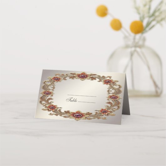 De Placement Cadre Floral Or avec carte Place Stones Rouge (Devant)