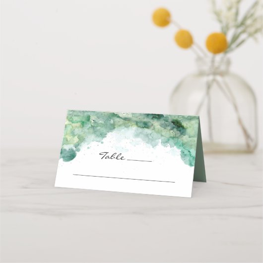 De Placement Carte à Mariage Abstrait Vert Aquarelle (Devant)