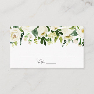 De Placement Carte à Mariage plat Fleur blanche et verte