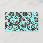 De Placement Carte Aqua Blue, Brown et blanche Damask Place Car (Dos)