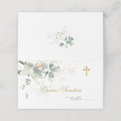 De Placement Carte Baptism Eucalyptus Golden Floral Place (Extérieur déplié)