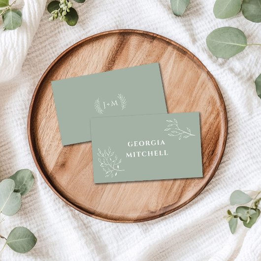 De Placement Carte Boho Sage Green Flat Place