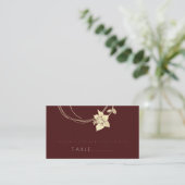 De Placement Carte Burgundy Maroon Flower Gold Botanical Table  (Debout devant)
