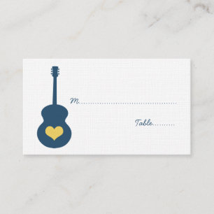 De Placement Carte Coeur Guitare Bleue/Jaune