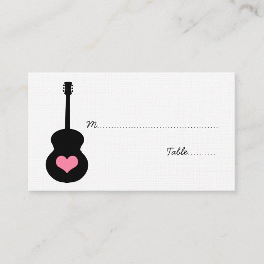 De Placement Carte Coeur Guitare Rose/Noir (Devant)