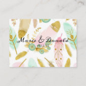 De Placement Carte conseil Boho Pink and Gold Feathers (Dos)