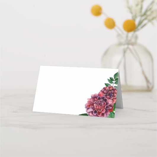 De Placement Carte Dahlia. Floral mariage bourguignon (Devant)