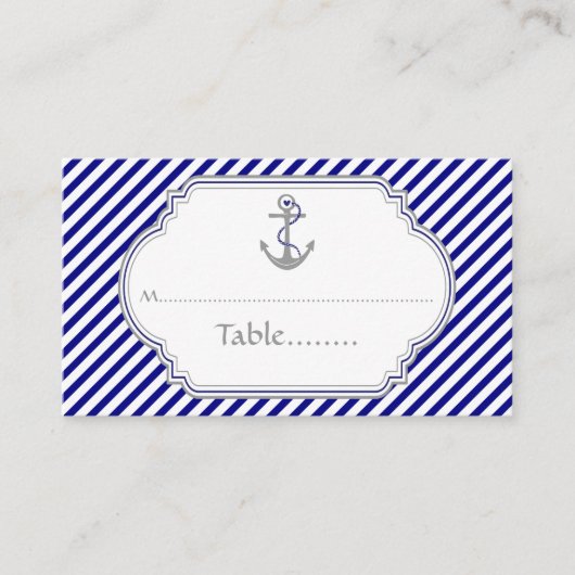 De Placement Carte d'ancrage bleu marine mariage nautique (Devant)