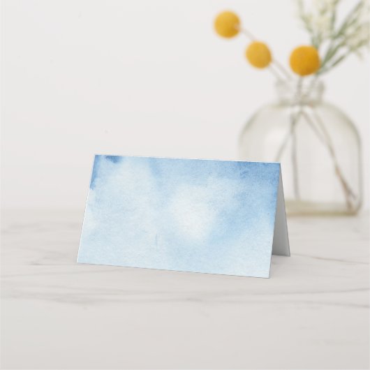 De Placement Carte d'assise couleur bleu. Mariage moderne (Devant)