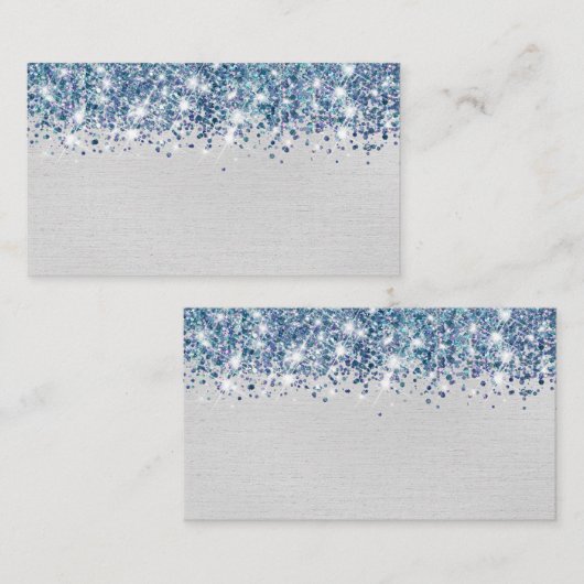 De Placement Carte d'emplacement chic Glittery Blue Silver (Devant / Derrière)