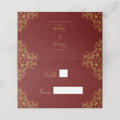 De Placement Carte d'emplacement du Mariage Floral Orné Or (Extérieur déplié)