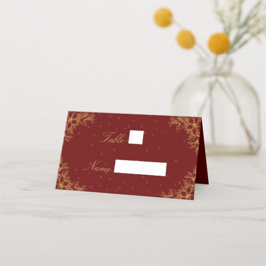 De Placement Carte d'emplacement du Mariage Floral Orné Or (Devant)