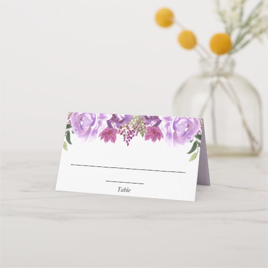 De Placement Carte d'emplacement florale lavande violet élégant (Devant)