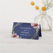 De Placement Carte d'emplacement géométrique florale bleu marin (Dos)