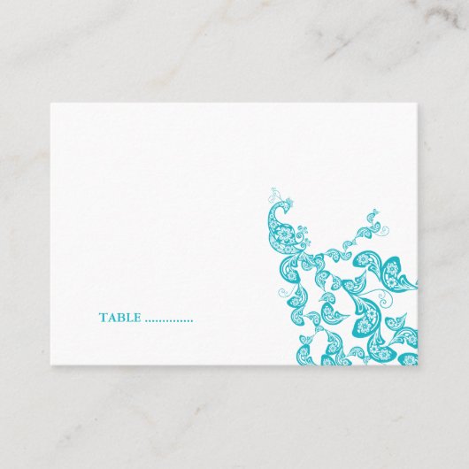 De Placement Carte d'emplacement personnalisée Turquoise Floral (Devant)
