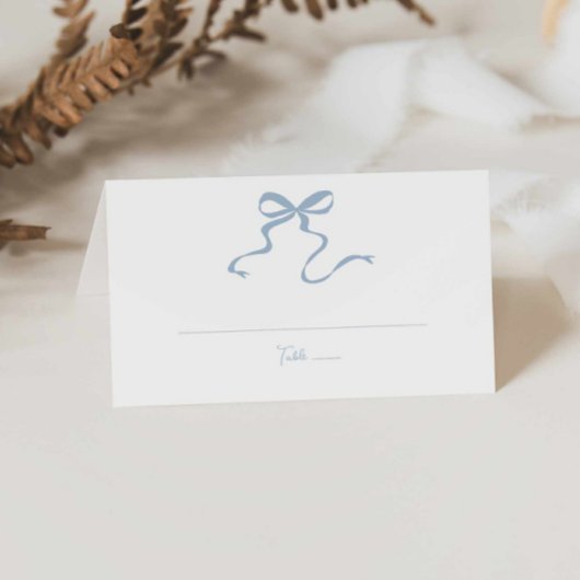 De Placement Carte d'emplacement pliée Whimsical Dusty Blue Bow