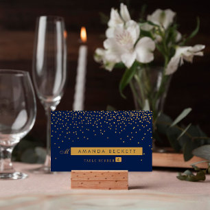 De Placement Carte d'Escort Mariage Confetti en or bleu marine