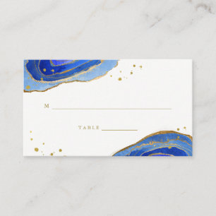 De Placement Carte d'escorte Mariage Aquarelle bleu et or