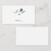 De Placement Carte d'escorte Mariage d'élément végétal bleu/flo (Devant / Derrière)